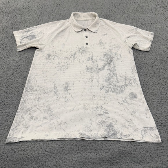 lululemon athletica Other - Lululemon Mens Metal Vent Tech Polo Shirt M White Grey Marble Tie Dye Athletic